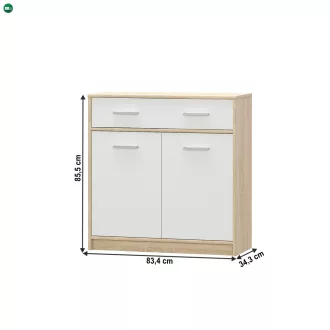 komód 2D1S, fehér/tölgy sonoma, TEYO