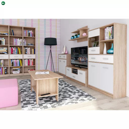 komód 3D2S, fehér/tölgy sonoma, TEYO