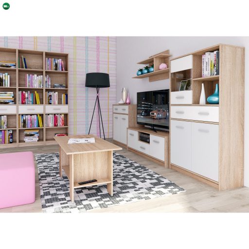 komód 3D2S, fehér/tölgy sonoma, TEYO