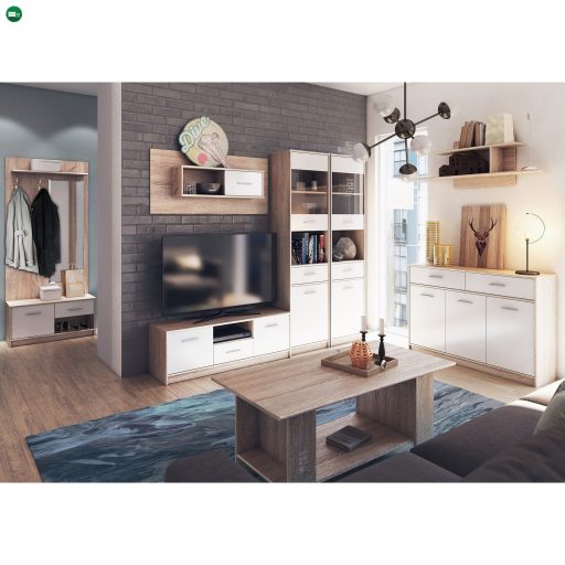 komód 3D2S, fehér/tölgy sonoma, TEYO