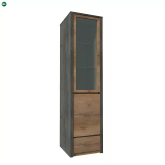   Vitrines szekrény, tölgy lefkas sötét/smooth szürke, MONTANA W1D