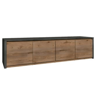 Komód, tölgy lefkas sötét/smooth szürke, MONTANA K4D