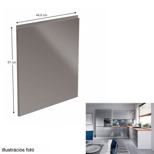 Előlap mosogatógéphez, fehér/szürke extra magasfényű HG, 44,6x57, AURORA