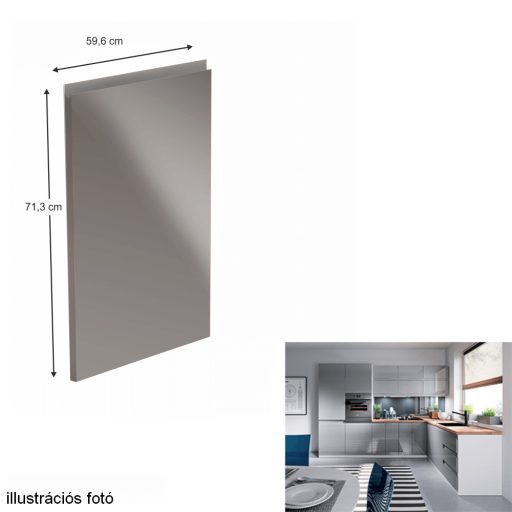 Előlap mosogatógéphez, fehér/szürke extra magasfényű HG, 59,6x71,3, AURORA