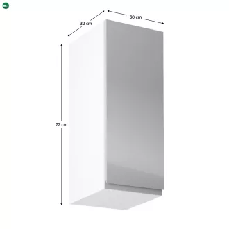  Felsőszekrény, fehér/szürke extra magasfényű, jobbos, AURORA G30