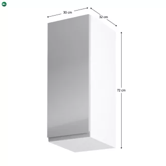   Felsőszekrény, fehér/szürke extra magasfényű, balos, AURORA G30