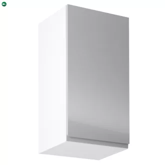   Felsőszekrény, fehér/szürke extra magasfényű, jobbos, AURORA G40