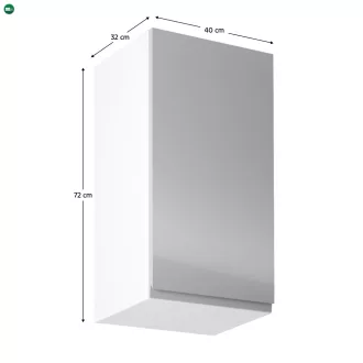  Felsőszekrény, fehér/szürke extra magasfényű, jobbos, AURORA G40