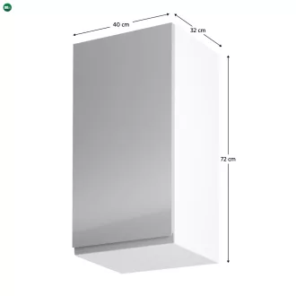   Felsőszekrény, fehér/szürke extra magasfényű, balos, AURORA G40