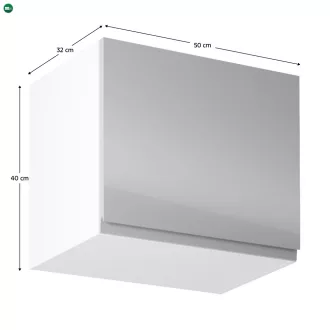   Felsőszekrény, fehér/szürke extra magasfényű, AURORA G50K
