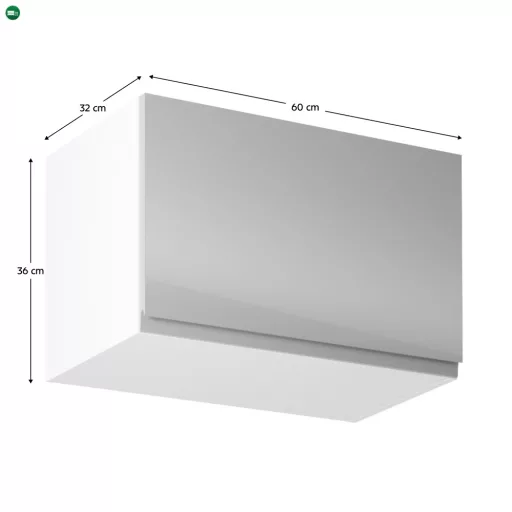 Felsőszekrény, fehér/szürke extra magasfényű, AURORA G60KN