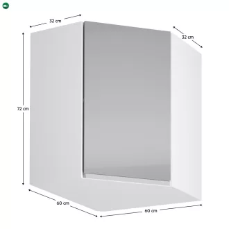   Felsőszekrény, fehér/szürke extra magasfényű, AURORA G60N