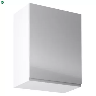   Felsőszekrény, fehér/szürke extra magasfényű, jobbos, AURORA G601F