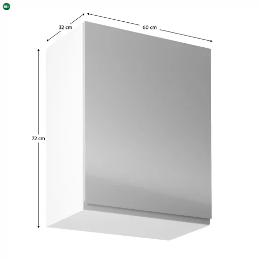 Felsőszekrény, fehér/szürke extra magasfényű, jobbos, AURORA G601F