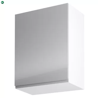   Felsőszekrény, fehér/szürke extra magasfényű, balos, AURORA G601F