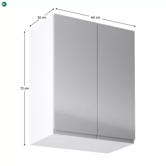   Felsőszekrény, fehér/szürke extra magasfényű, AURORA G602F