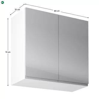   Felsőszekrény, fehér/szürke extra magasfényű, AURORA G80