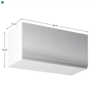   Felsőszekrény, fehér/szürke extra magasfényű, AURORA G80K