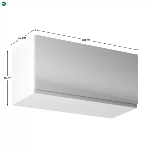 Felsőszekrény, fehér/szürke extra magasfényű, AURORA G80K
