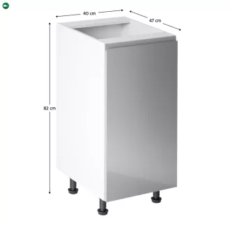  Alsószekrény, fehér/szürke extra magasfényű, jobbos, AURORA D40