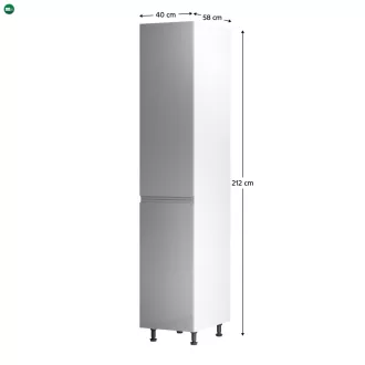   Élelmiszer szekrény, fehér/szürke extra magasfényű, balos, AURORA D40SP