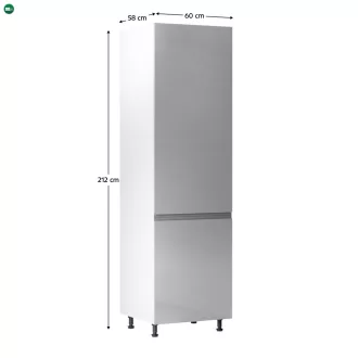   Hűtőgép szekrény, fehér/szürke extra magasfényű, jobbos, AURORA D60R