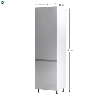   Hűtőgép szekrény, fehér/szürke extra magasfényű, balos, AURORA D60R