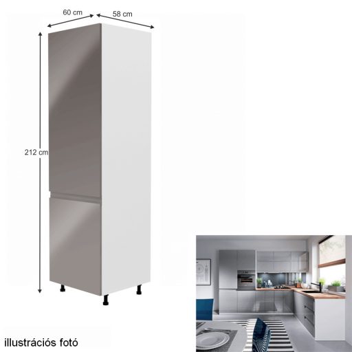 Szekrény a beépíthető hűtőhöz Aurora D60ZL, fehér, szürke