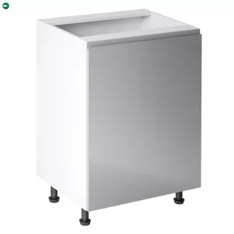   Alsószekrény, fehér/szürke extra magasfényű, jobbos, AURORA D601F