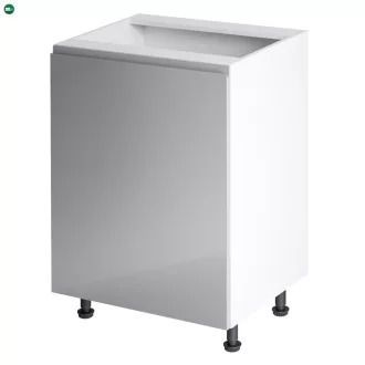   Alsószekrény, fehér/szürke extra magasfényű, balos, AURORA D601F