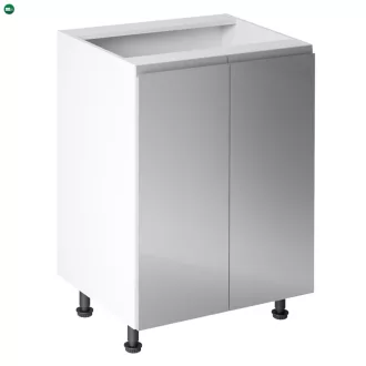   Alsószekrény, fehér/szürke extra magasfényű, AURORA D602F