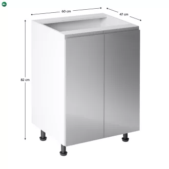  Alsószekrény, fehér/szürke extra magasfényű, AURORA D602F