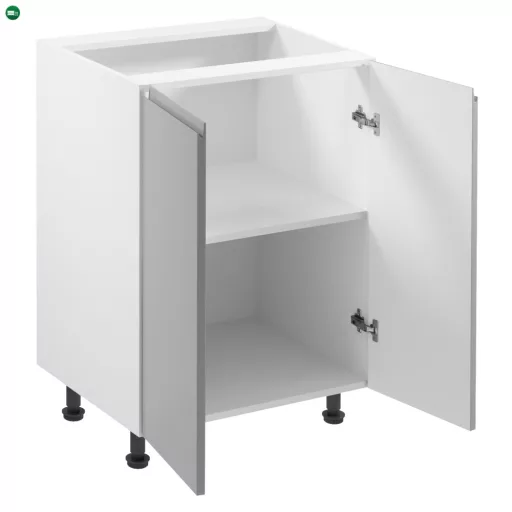 Alsószekrény, fehér/szürke extra magasfényű, AURORA D602F