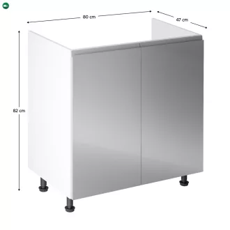   Mosogatószekrény, fehér/szürke extra magasfényű, AURORA D80Z