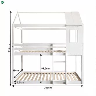 Montessori emeleteságy, fehér, 90x200, ATRISA