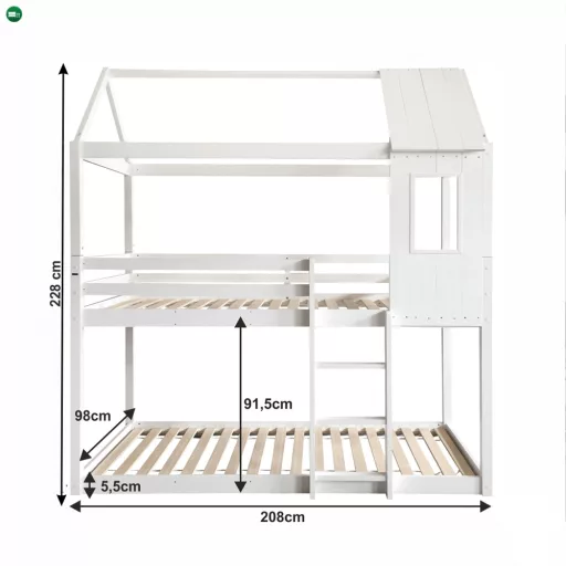 Montessori emeleteságy, fehér, 90x200, ATRISA