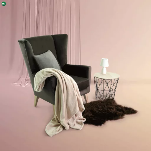 Fotel-füles, taupe-szürke-barna/bükk, RODEZA