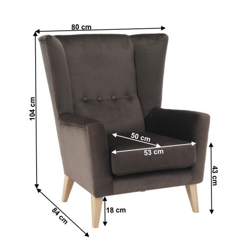 Fotel-füles, taupe-szürke-barna/bükk, RODEZA