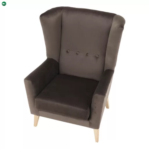 Fotel-füles, taupe-szürke-barna/bükk, RODEZA