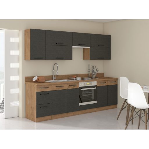 Alsó sarokszekrény, szürke matt/tölgy lancelot, VEGA 90x90 DN 1F BB