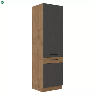   Magas szekrény, szürke matt/tölgy lancelot, VEGA 60 DK-210 2F