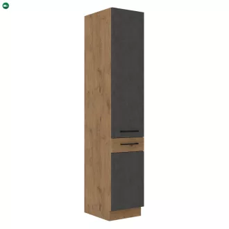   Magas szekrény, szürke matt/tölgy lancelot, VEGA 40 DK-210 2F