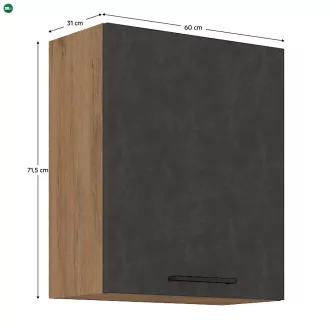   Felsőszekrény, tölgy lancelot/szürke matt, VEGA 60 G-72 1F
