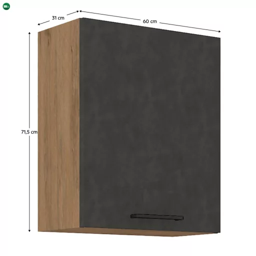 Felsőszekrény, tölgy lancelot/szürke matt, VEGA 60 G-72 1F