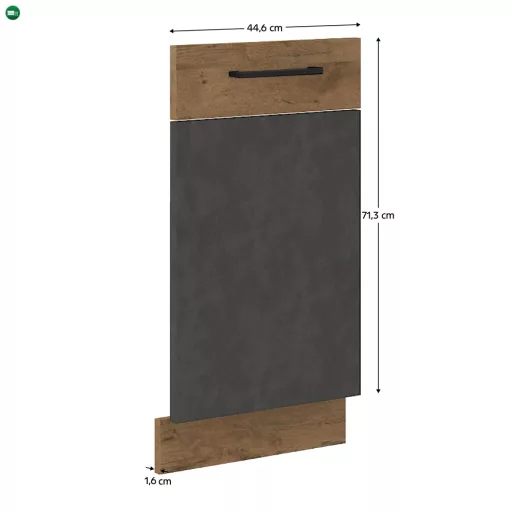 Előlap mosogatógéphez, szürke matt/tölgy lancelot, VEGA ZM 713x446