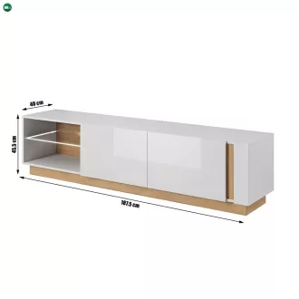   RTV asztal 187, fehér/tölgy grandson/magasfényű fehér, CITY