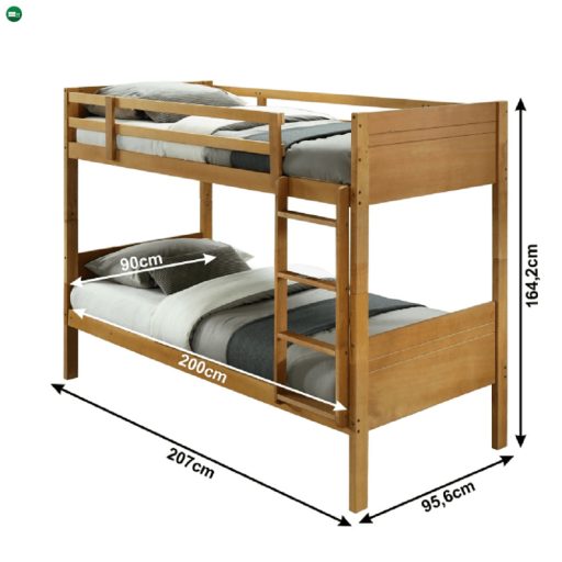 Emeleteságy, masszív fa, tölgy, MAKIRA