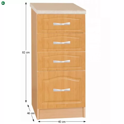 Konyhaszekrény, alsó, égerfa, LORA MDF NEW KLASIK S40SZ4