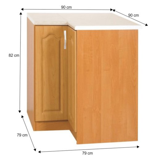 Konyhaszekrény, alsó, sarok, éger, balos, LORA MDF NEW KLASIK S90/90
