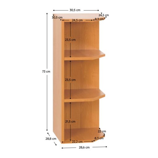 Konyhaszekrény, sarok, felső, jobbos, éger LORA Mdf New W30N